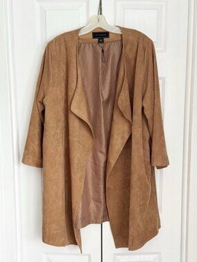 Draped faux suede jacket
